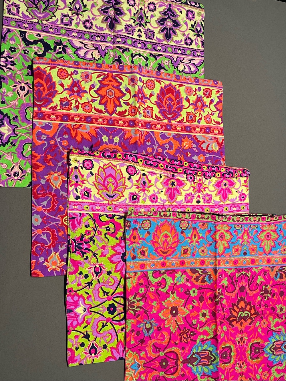 4 Handmade Colourful Vibrant Floral Painted Pillow Cases